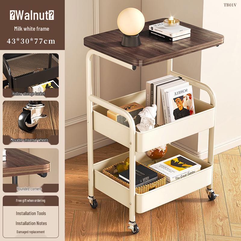 Beweglicher mehrstöckiger Snack- und Kaffeetisch: Faltbares Regal für Wohnzimmer & Schlafzimmer