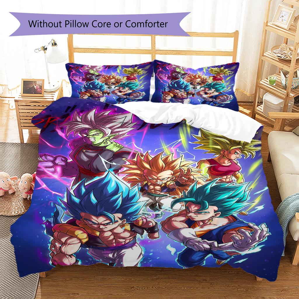 DRAGON BALL Pattern Bedding,Quilt Set Quilt Cover Pillowcase Home Birthday Gift (1 * Duvet Cover + 2 * Pillowcase, Without Core)