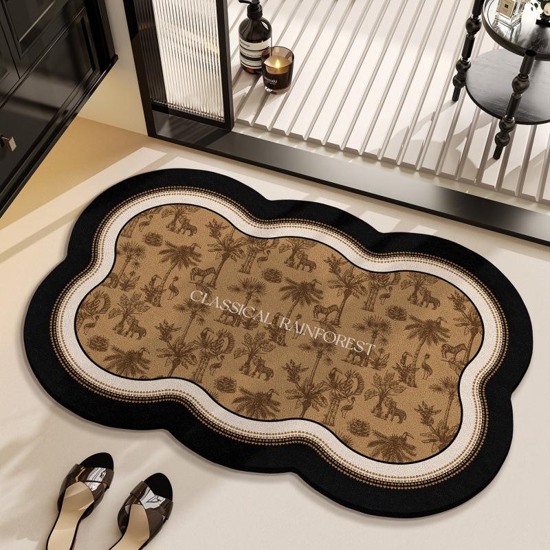 Diatom Mud Easy-Clean Floral Floor Mat: Stain & Water Resistant, Anti-Slip Entrance/Bathroom Mat