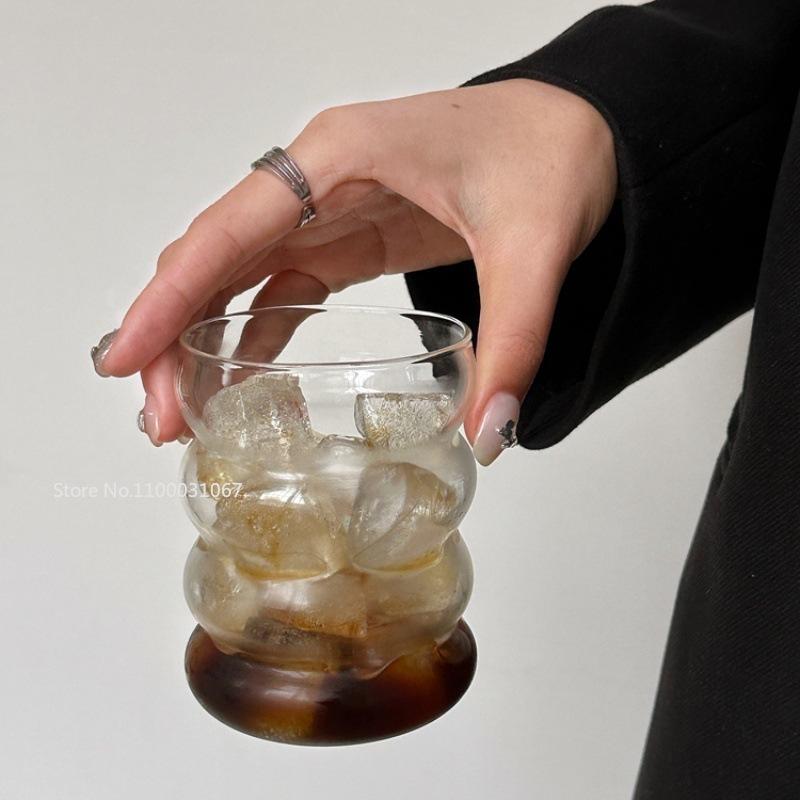4PCS/lot  Heat-Resistant Clear Glass Coffee Cup High Borosilicate Water Milk Beer Juice Tea Cup for Home Bar Party Gift