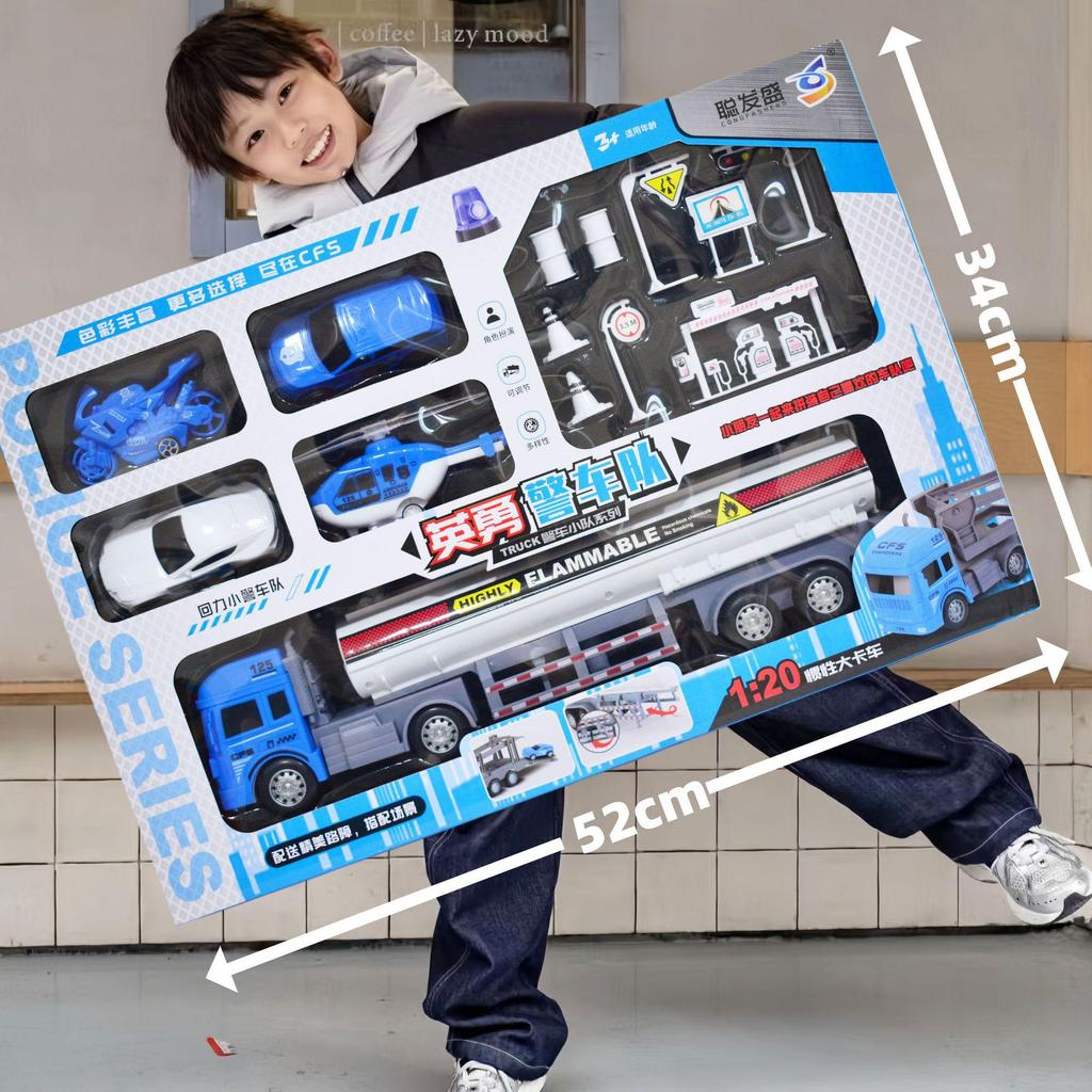 Free Shipping Pull-Back Construction & Firefighting Vehicle Toy Set for Boys - Ideal Gifts for Kindergarten Students