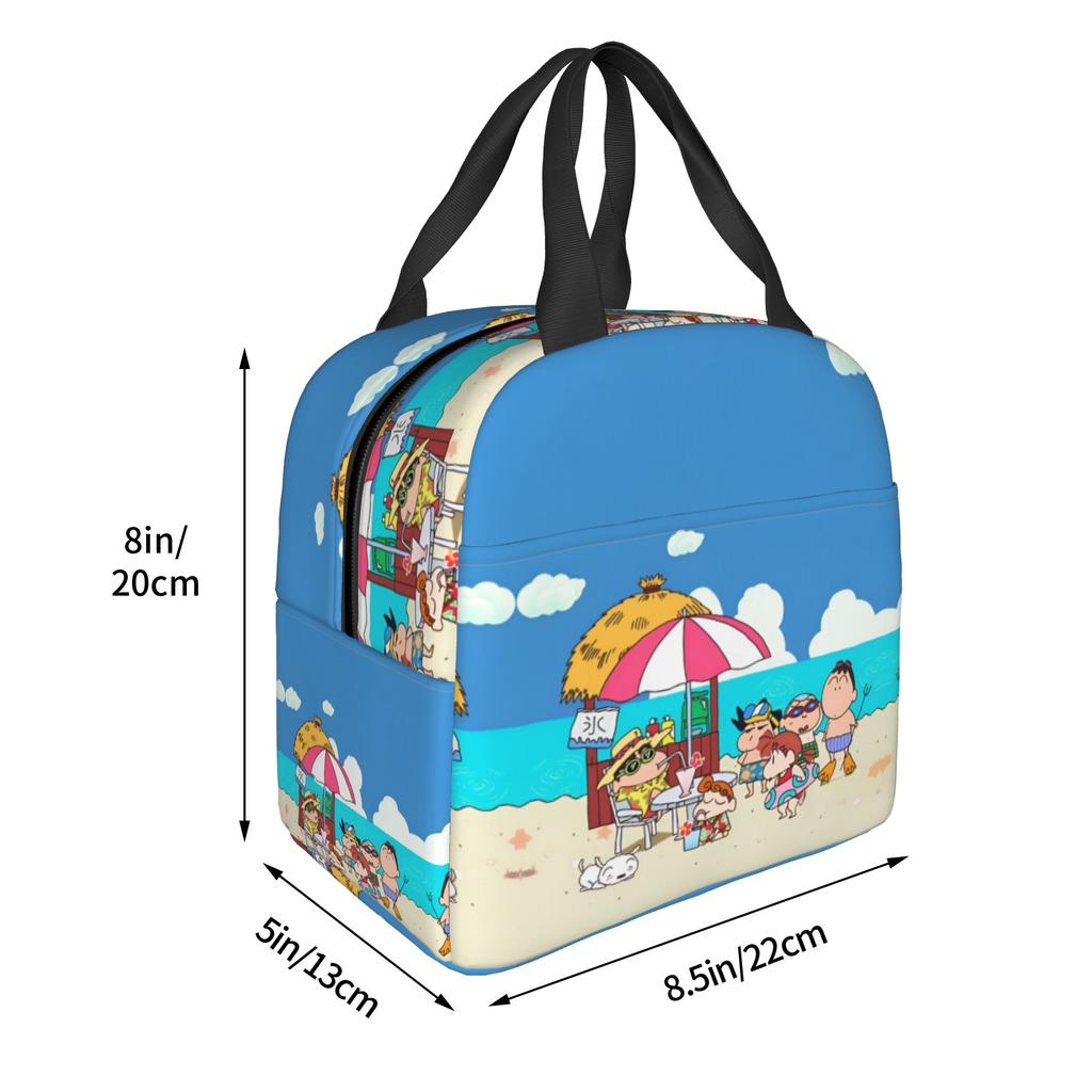 Custom Crayons Shins Chans Insulated Lunch Bags for Camping Travel Cartoon Waterproof Cooler Thermal Bento Box Unisex