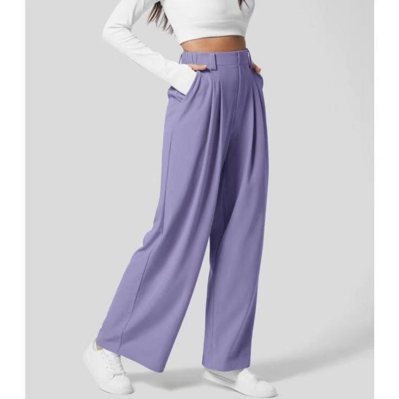 Fashion Loose Plus Size Women Pants New Casual Pleated Elegant Office Long Pants Ladies Woman Solid Color High-waisted Wide-leg Pants Loose Trousers
