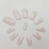 24-częściowy zestaw do nakładania paznokci Glamorous White Square Press-On Nails z błyszczącymi kryształkami, pilnikiem do paznokci Jelly Glue - średniej długości francuskie końcówki, zestaw sztucznych paznokci dla kobiet