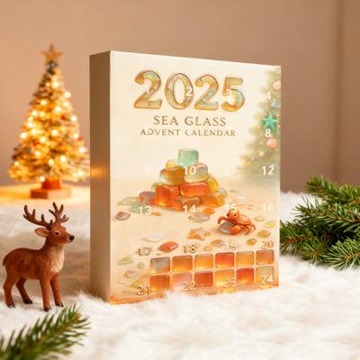 Yousheng Adventskalender aus Meeresglas 2025 – 24-Tage-Countdown-Box – Multifunktionale Weihnachtsdekoration für Kinderzimmer, Haus und Auto