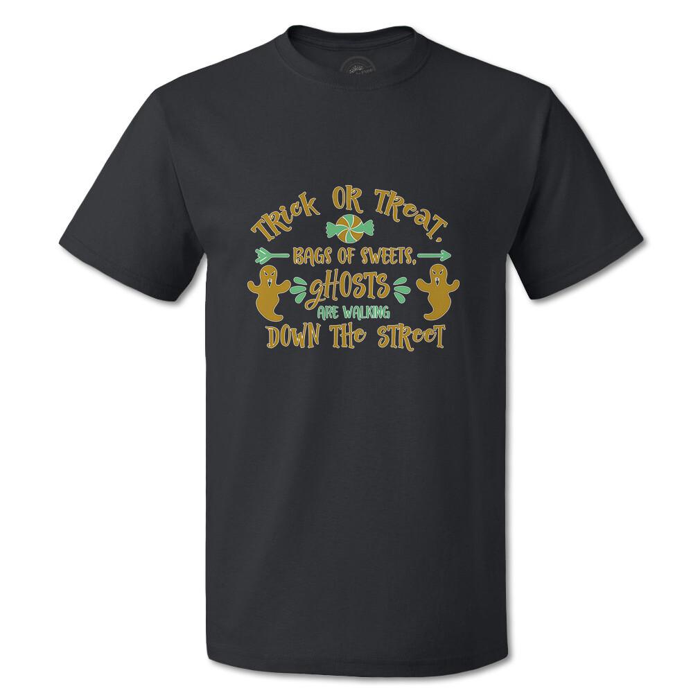 Funny Graphic T Shirts Trick Or Treat Bags Sweets Ghosts Are Walking down Street S