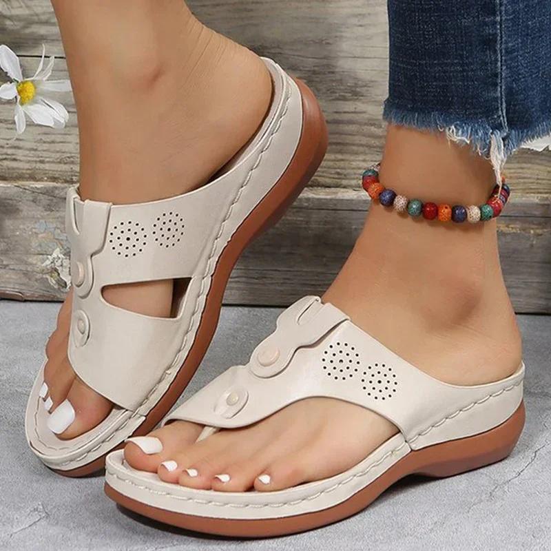 Women Sandals Orthopedic Wedge Heels Summer Slippers Shoes for Women 2025 Female Open Toed Beach Sandal Flip Flops Zapatos Mujer