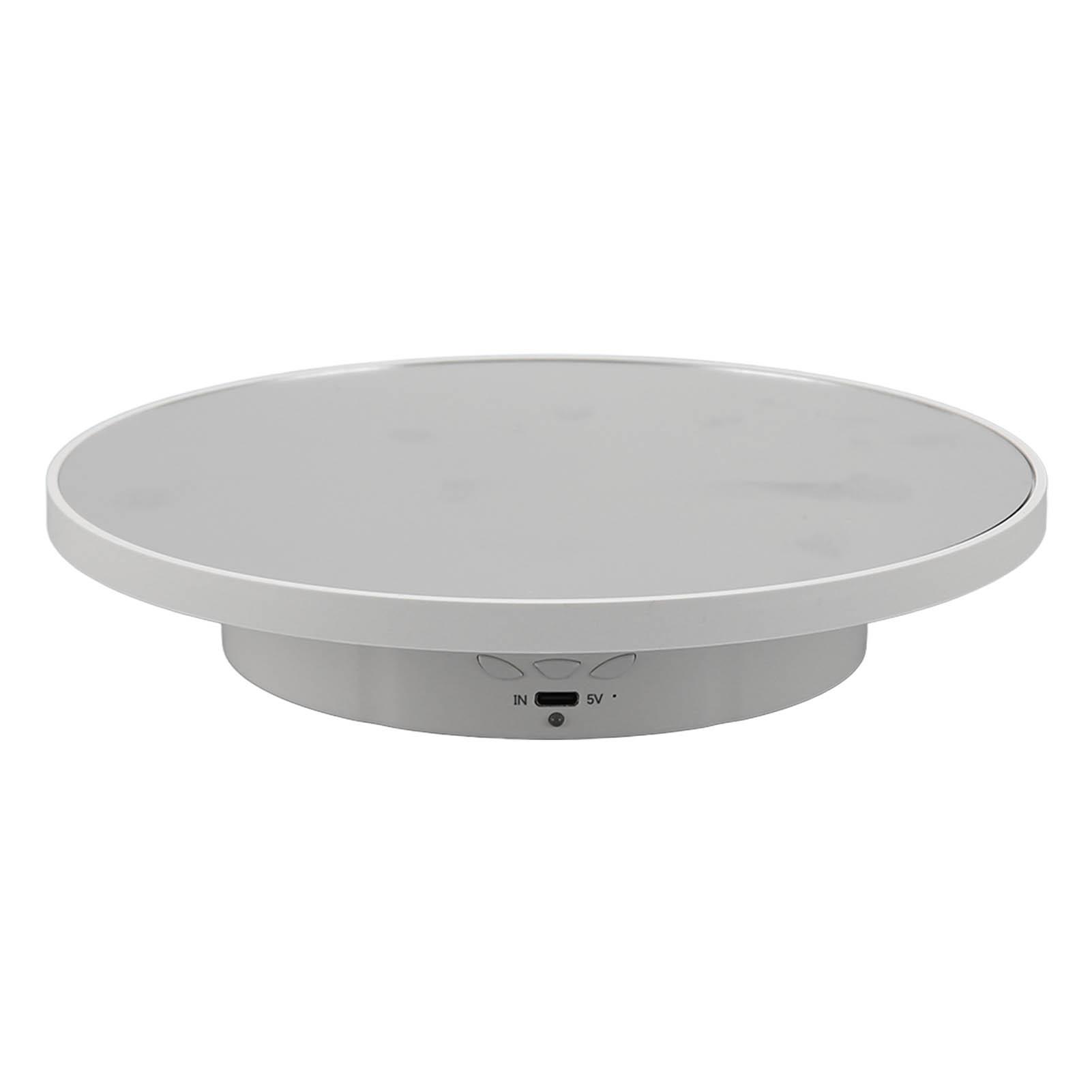 

Rotating Display Stand Plastic Glass 360 Degree Electric Motorized Turntable with USB Cable for Photography Products Shows Jewelry Watch Cake
