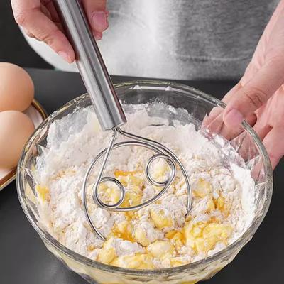 Internet Celebrity Stainless Steel Hand Mixer, Flour Beater, Double Coil Mixer, Flour Dough Mixing Stick, Noodle Mixer