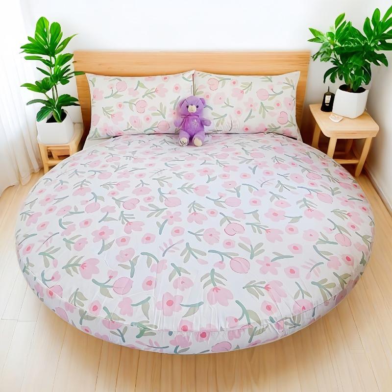 1PC Waterproof Round Cartoon Printed Bed Fitted Sheet with Elastic Single/Queen/King Mattress Cover (without Pillowcase)