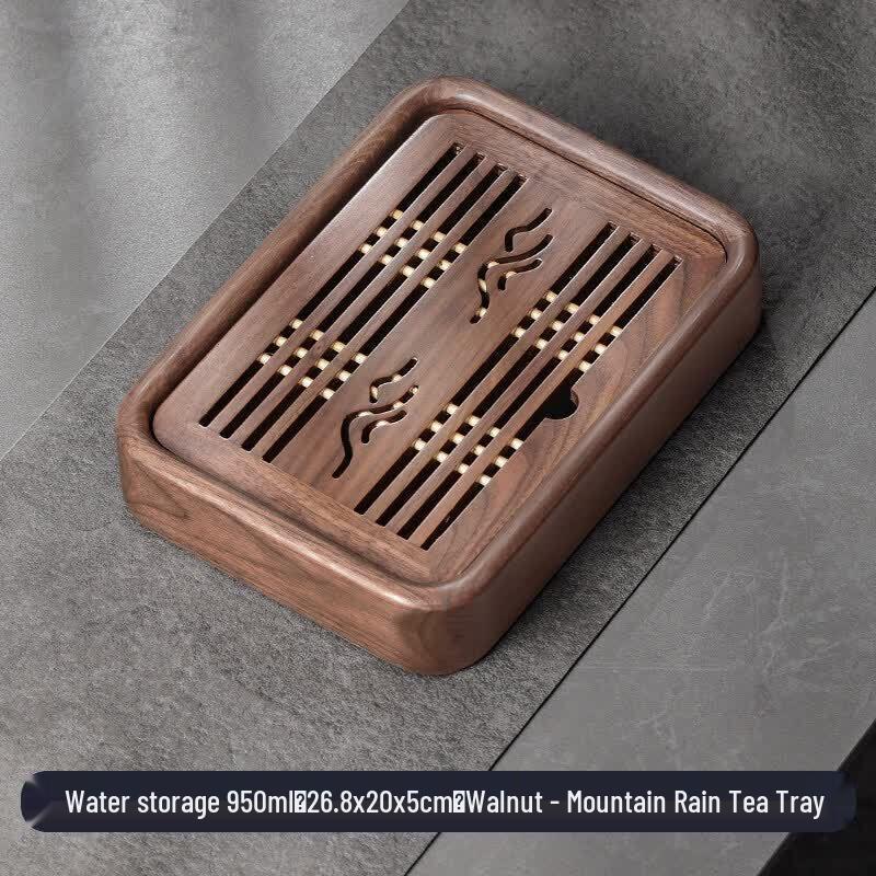 Youluo Ebony Solid Wood Rectangular Tea Tray