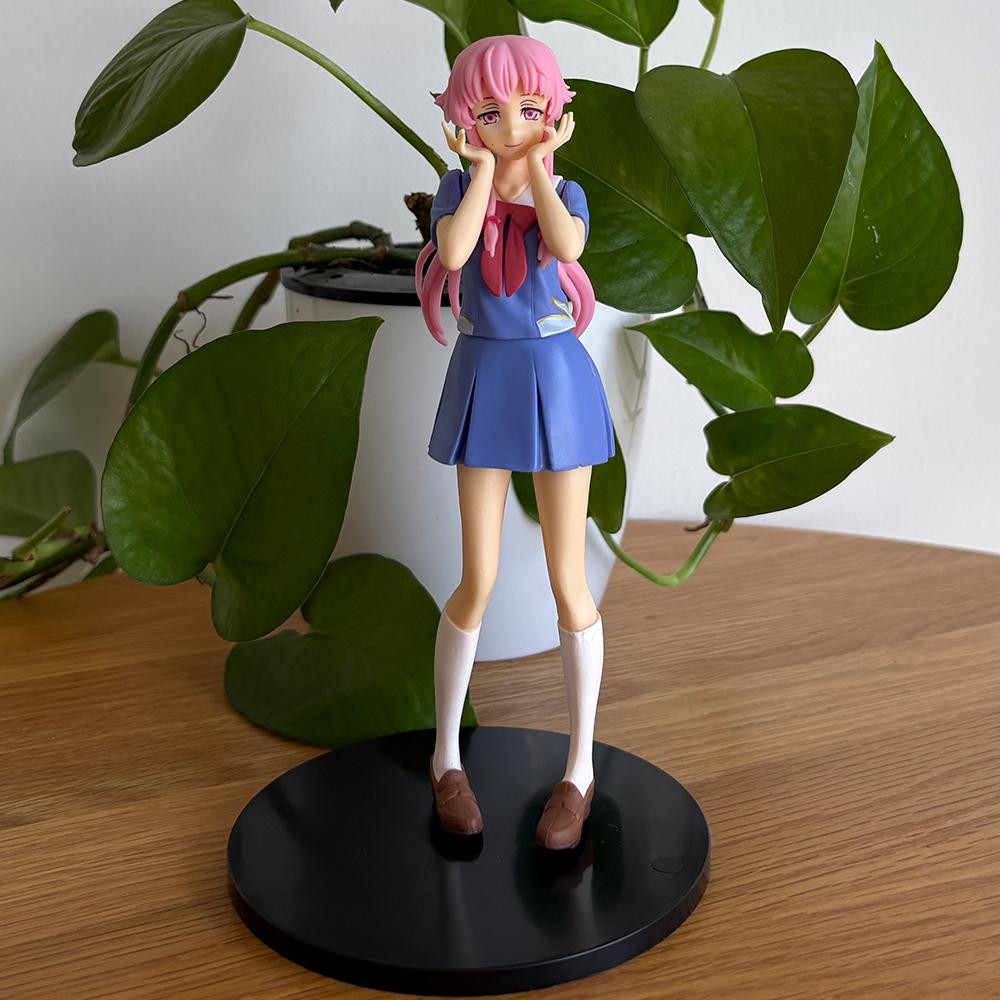 2 Stil Mirai Nikki Anime Figur Gasai Yuno 17cm Rosa Haare Schuluniform Hübsches Mädchen PVC Modell Niedliches Peripheriegeschenk Spielzeugpuppe