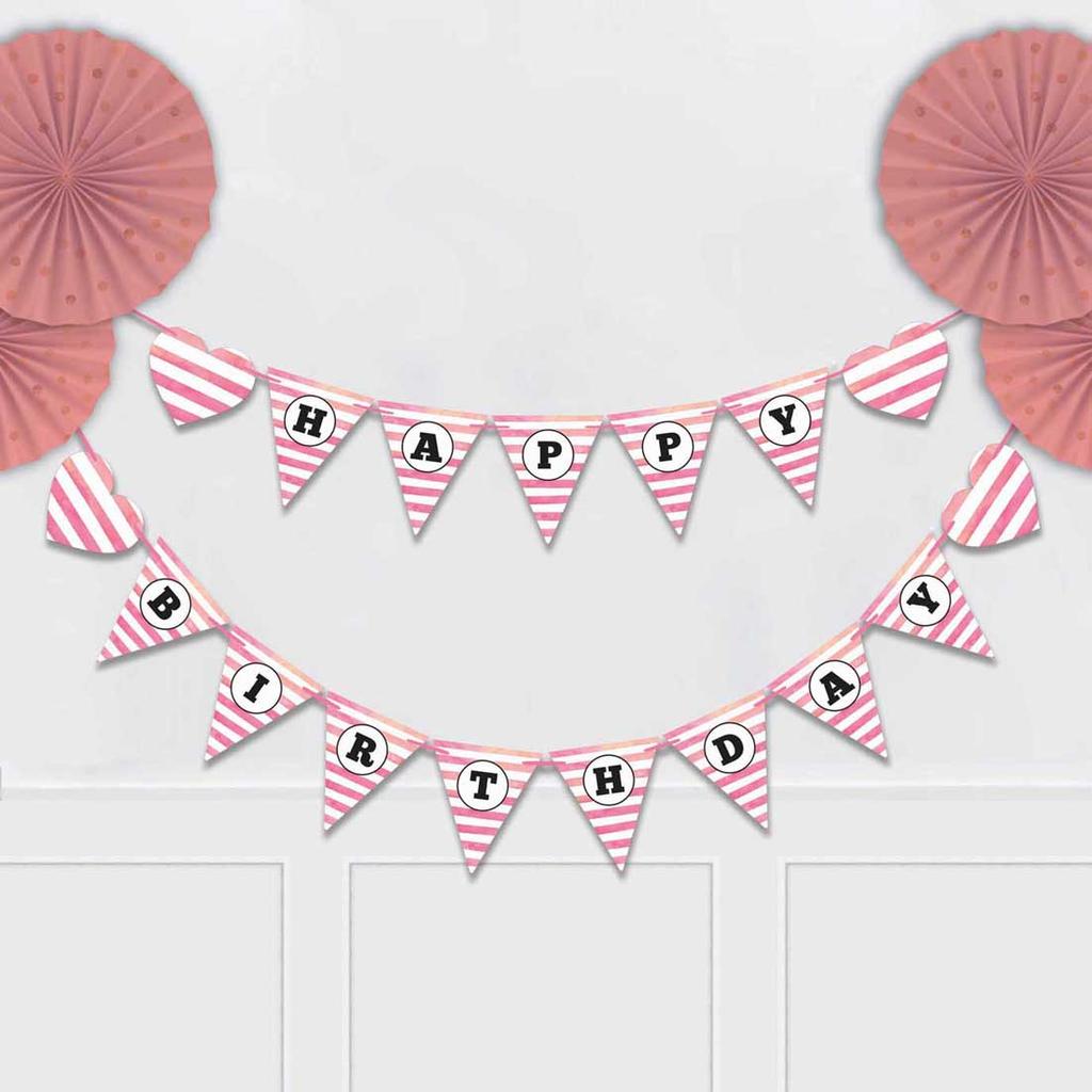 Inkdotpot Birthday Party Decorations Happy Birthday Party Garland Baby Girls Polka Dot Pennant Banner