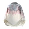 Trendy Men's Gradient Spray-paint Jacket, Classic Collar Button Placket Jacket, Oversized Streetwear Jacket for Daily Wear & Urban Styling