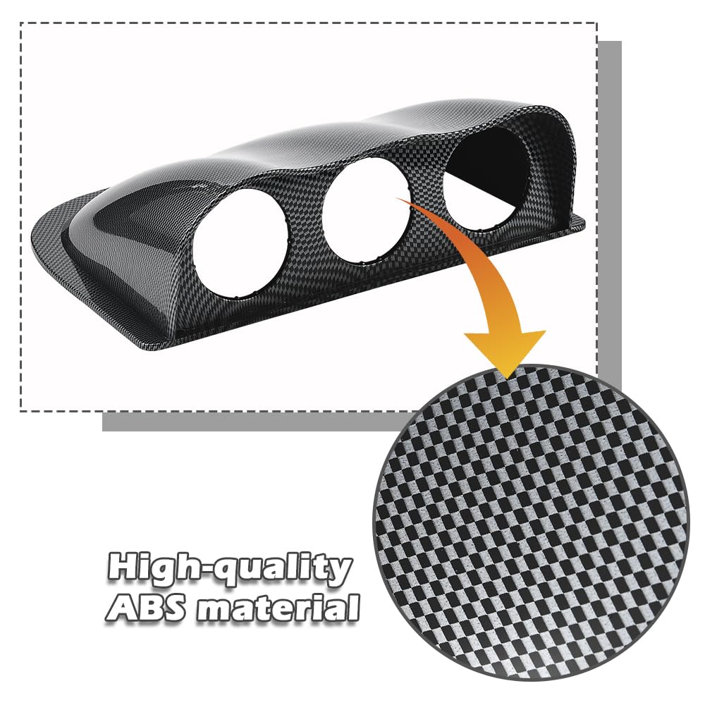 52mm/2in 3 Hole Dome Lip Dashboard Pod Mount Bracket ABS Plastic Universal Triple Dash Gauge Console Pod Fit for Muscle, Manual Cars, Sports Models