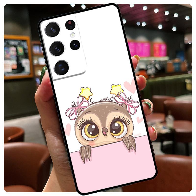 

Cute Cartoon Owl Phone Case For Samsung Galaxy S25 S24 S23 S22 S21 S20 Ultra S9 S10 Plus S25 FE S24 FE Cover Galaxy S24
