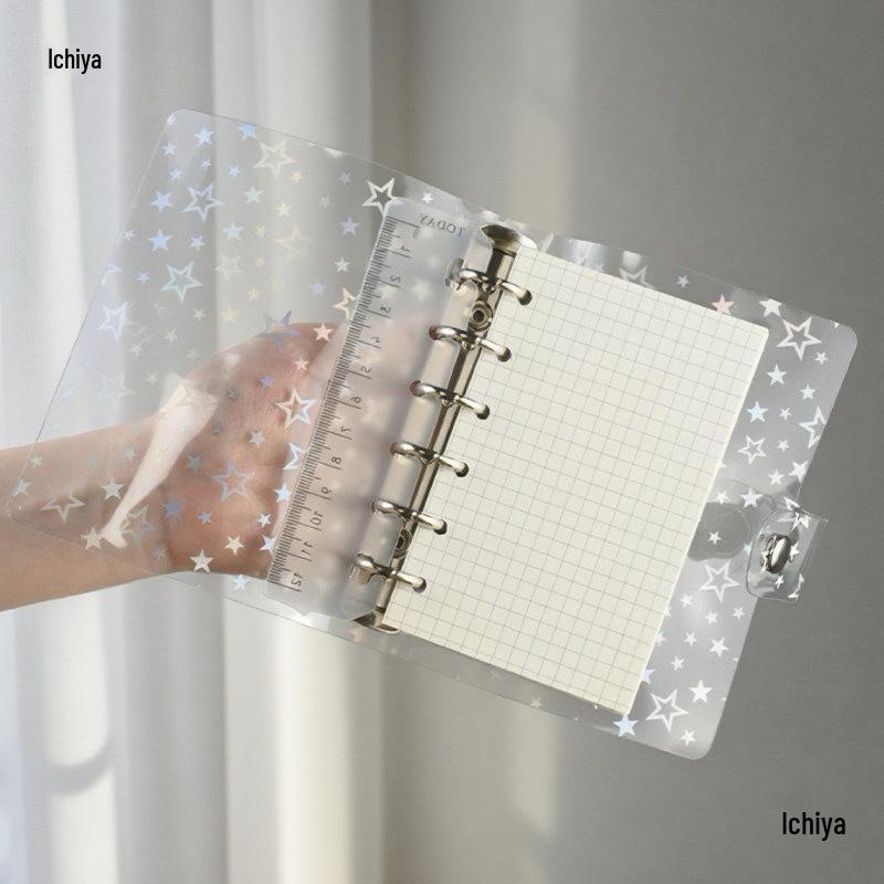Iridescent Star Diary: PVC Loose-Leaf Notebook with Colorful Inner Pages