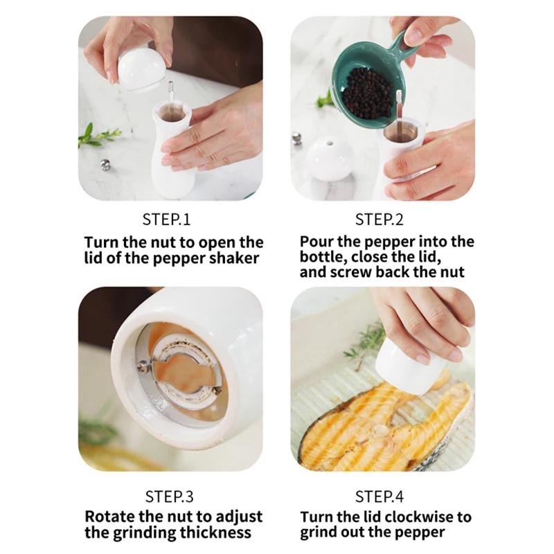 6" Wooden Manual Pepper With Adjustable Coarseness Salt And Pepper Mill Herb Grinder Spice Mill Multifunction Cruet Kitchen Tool