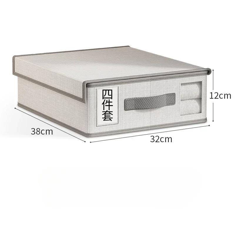 Sheet Set Storage Box Organizer Fabric Folding Window Zipper Blanket Organizer Box Wardrobe Bed Clothes Storage Organizer