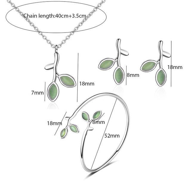 

ANENJERY ожерелье с опаловым листом и бутоном + серьги + браслет для женщин, наборы ювелирных украшений, подарок