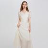SheTu Embroidered V-Neck Short-Sleeve Midi Dress