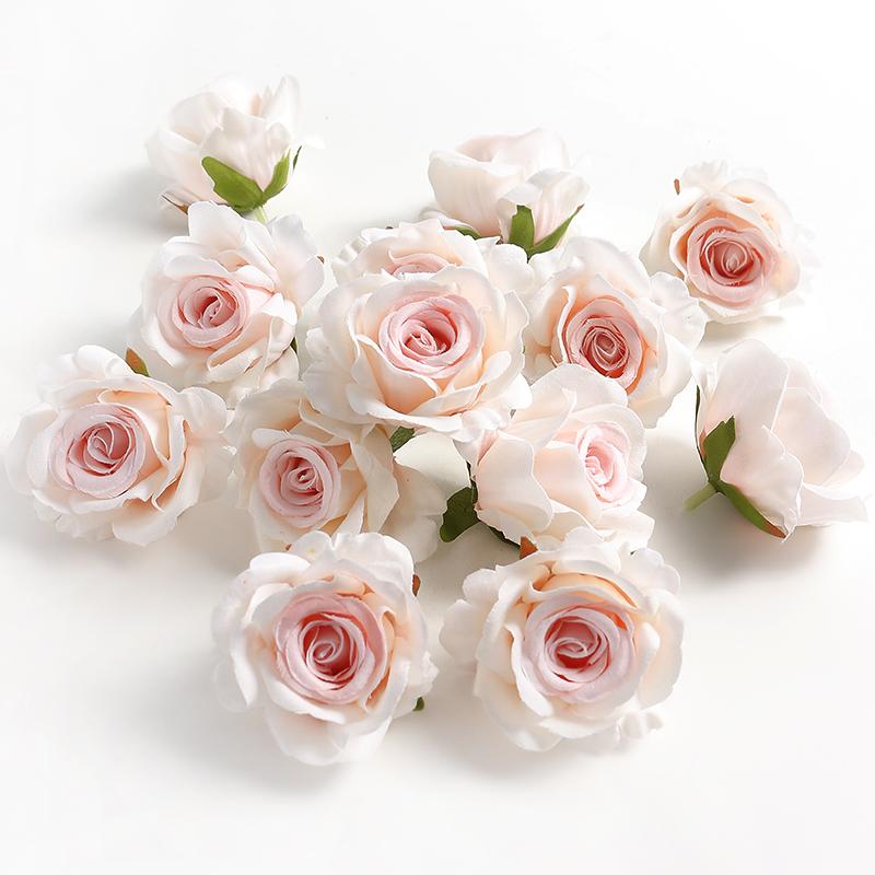 5/10pcs Silk Rose Artificial Flower Head Scrapbooking Home Wedding Wall Decoration Christmas DIY Wreath Candy Box Cake Decor