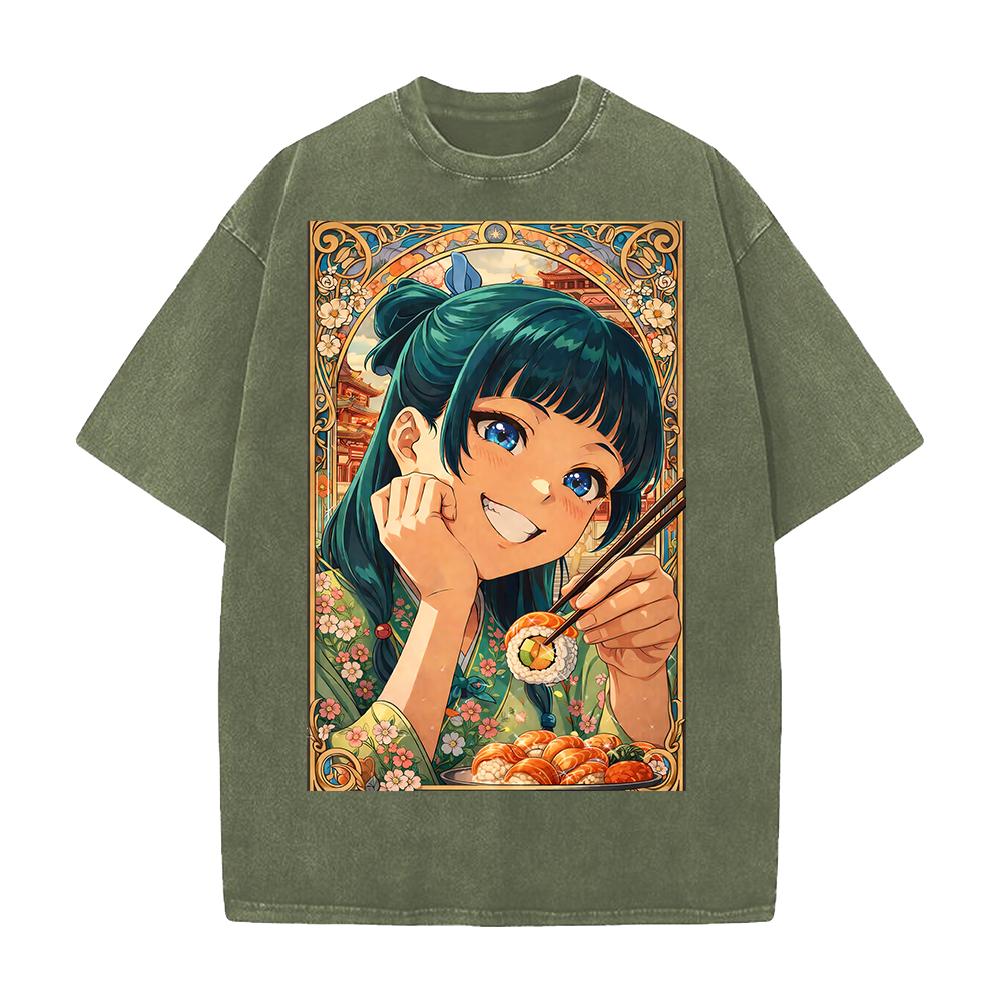 Anime The Apothecary Diaries Maomao Cute Clothing Men Women Short Sleeve Tshirt Washed Cotton Tee Retro T-shirt Harajuku T Shirt