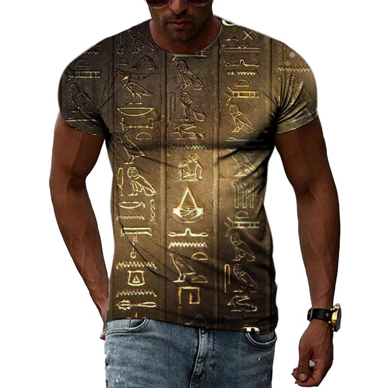 Ancient Egyptian Civilization 3D Printing Summer Hot Sale Retro Literature And Art Men’s-Women Short-Sleeved Round Neck T-shirt