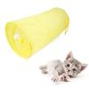 SCSYV Cat Tunnel Toy Collapsible Interactive Safe Dot Pattern Hideout Kitten Tube Toy for Puppy Yellow
