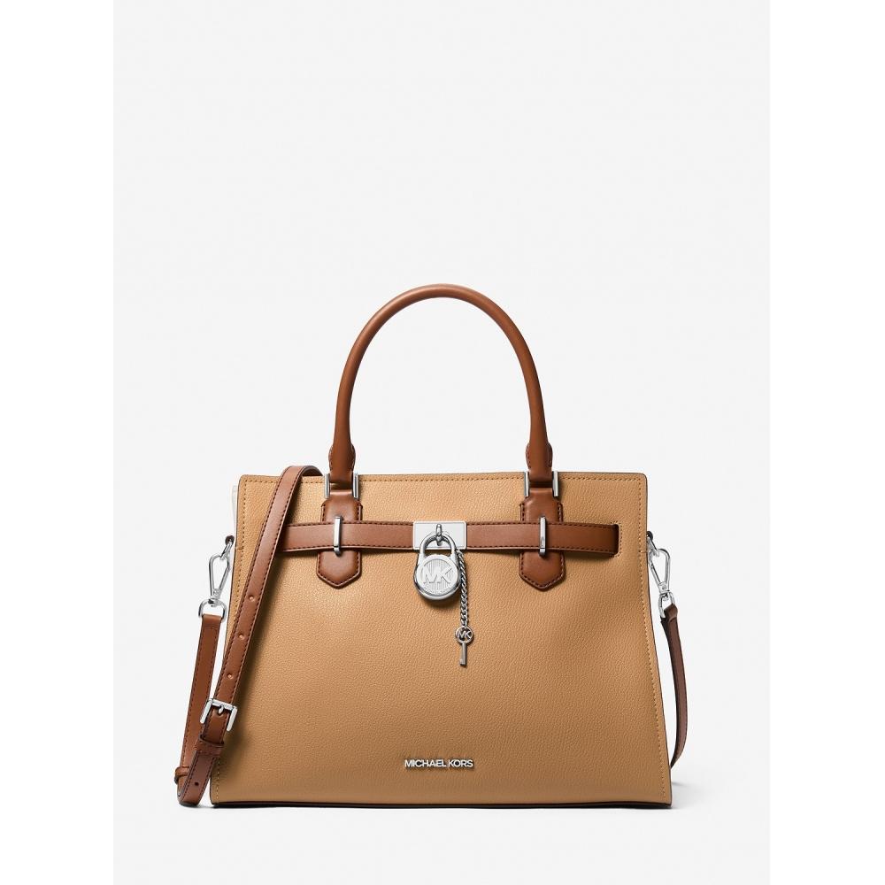 

Michael Kors Hamilton Color Block Leather Satchel Medium 35t5shms2l3470 Peanut Multi F