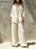Fall Winter Women's Printed Shirt Wide Leg Pants Two Piece Outfit Vacation Casual Wear