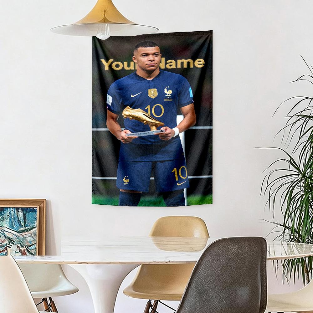 Mbappe Custom Your Name Wall Decor Tapestry Art For Pet Memorial Birthdaywedding Party Backdrop Family Gift