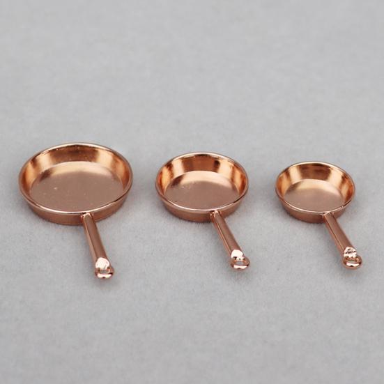 3 Stück 1:12 Maßstab Puppenhaus Bratpfanne Miniatur Kochtopf Kompakte Bratpfannen für Puppenhaus Küche Dekoration