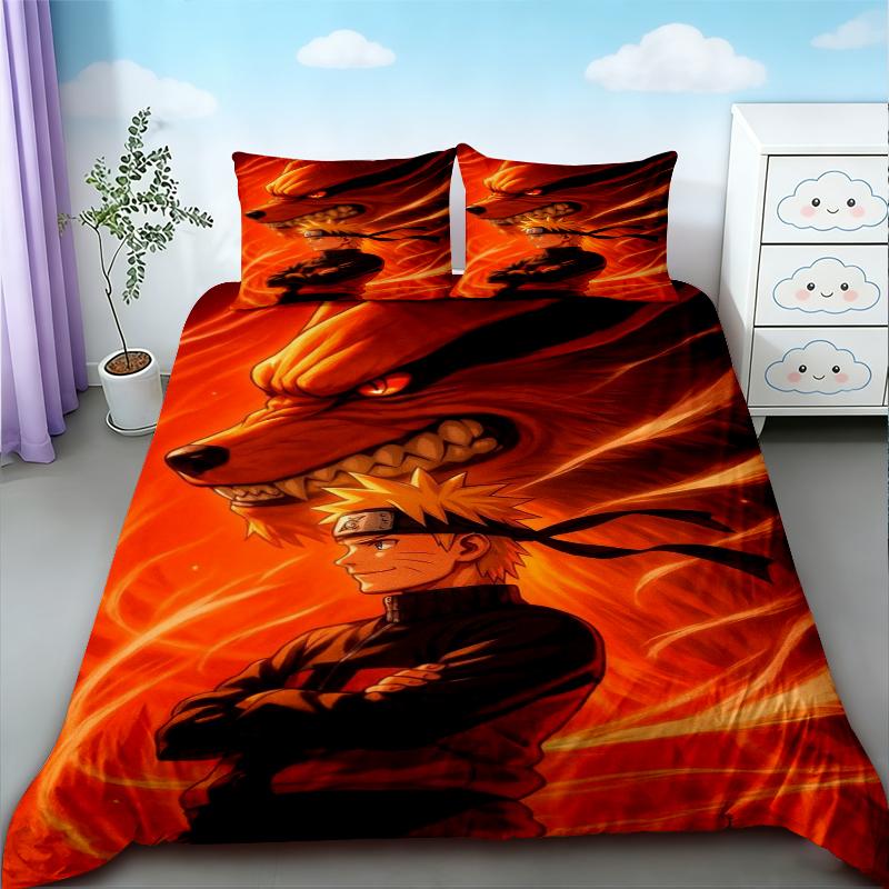 3pcs Naruto Duvet Cover Anime Cartoon Bedding Set Quilt Cover Twin Full Single Size Teens Boys Bedroom Dormitory Decor