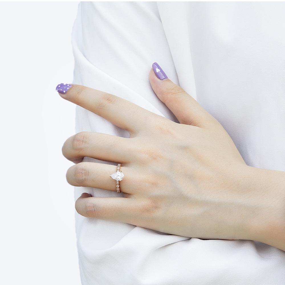 Lindon Classic 925 Sterling Silver Zircon Ring Ladies Jewelry Wedding Promise Party Gift