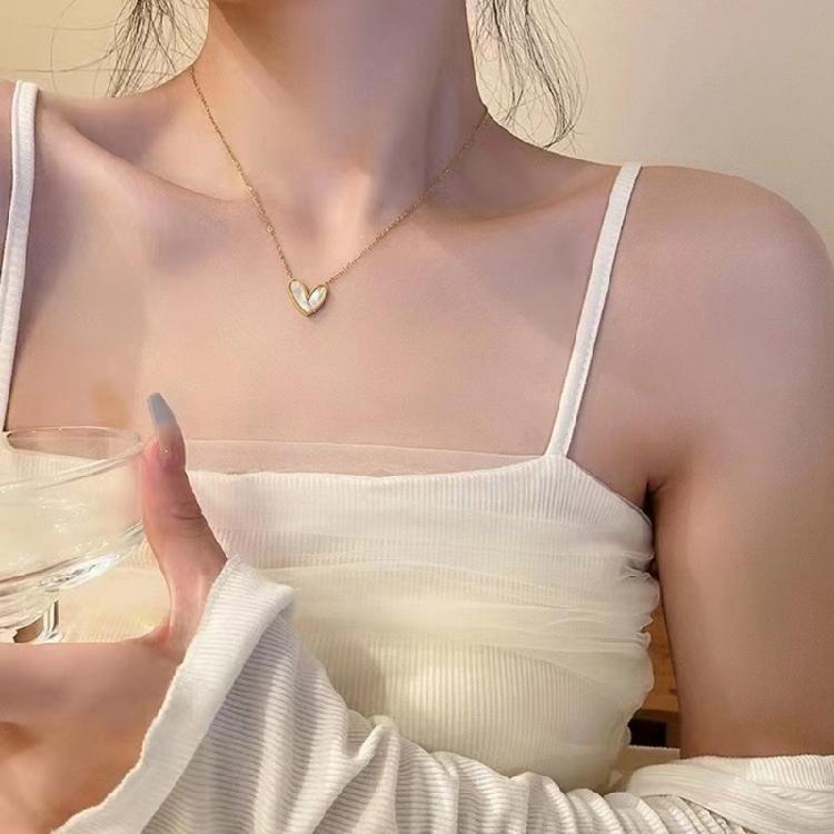Fashionable Gold/Silver Heart Necklace Titaniums Steel Clavicle Chain Adjustable Length Choker Fashionable Women Jewelry