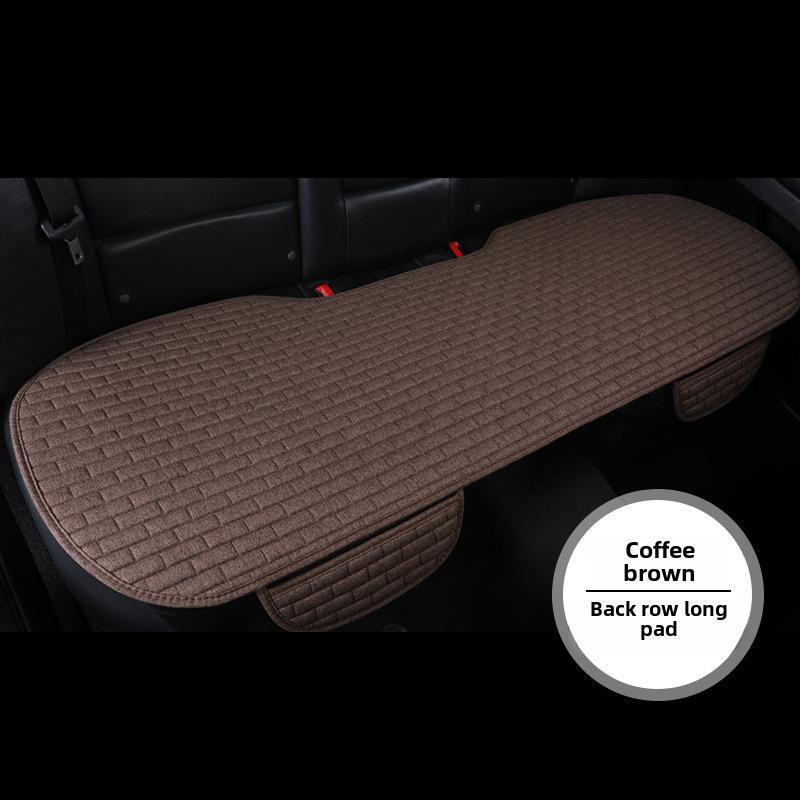 Grid Linen Backless Car Seat Cushion Set - Single, Square, Three-Piece, Four Seasons Universal