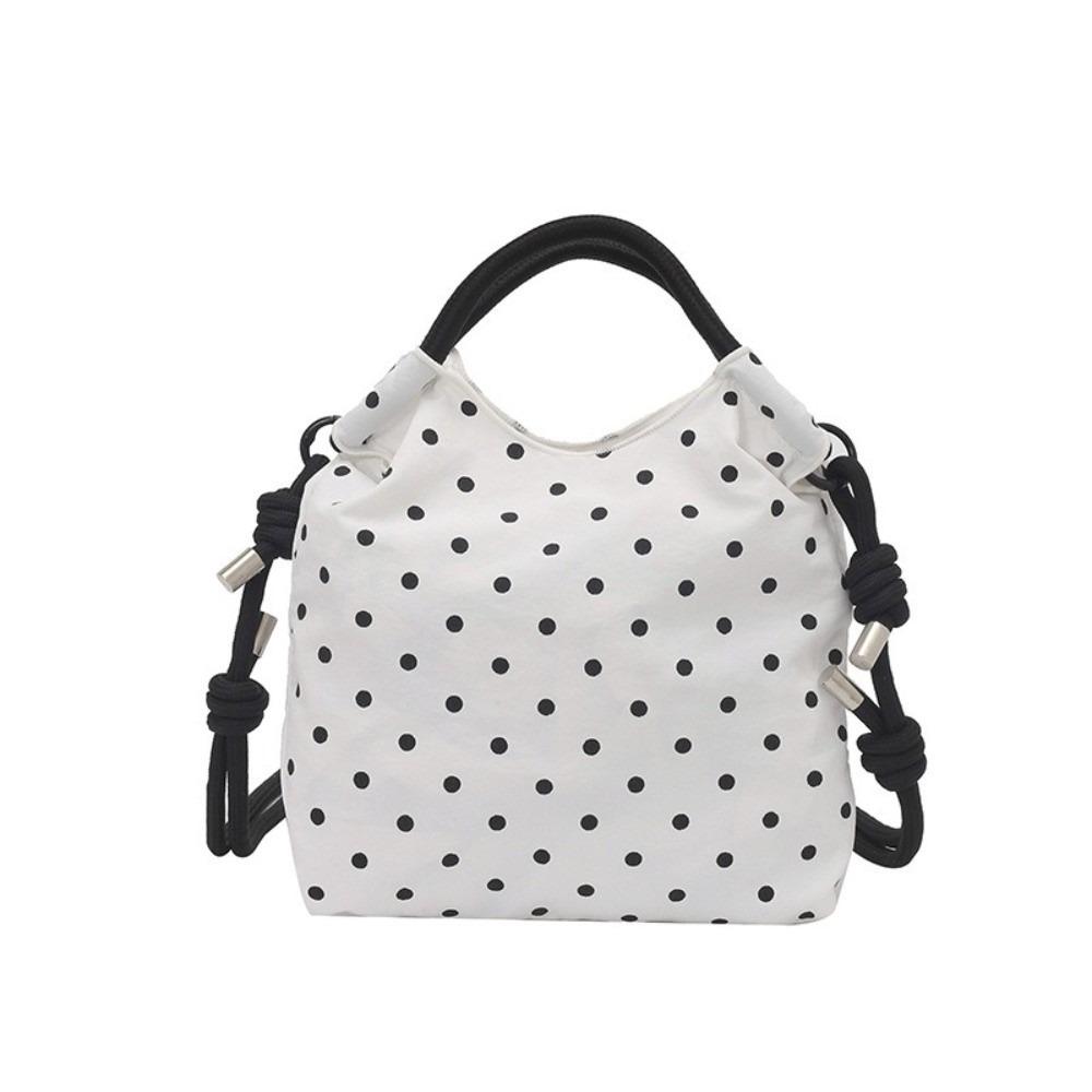 Drawstring Closure Polka Dot Shoulder Bag Nylon Female Tote Bag Crossbody Bucket Bag Outdoor