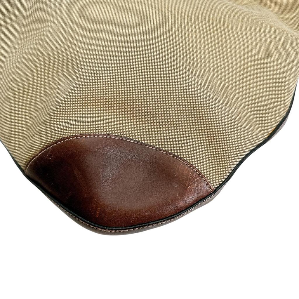 PRADA Logo jacquard Handbag canvas khaki Women BR3423 Used