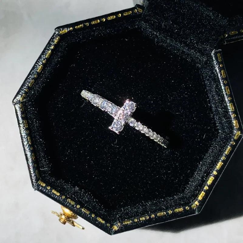 Exquisite Cross Rings With Cubic Zirconia Fashion  Color Women  Wedding Trend Accessories Statement Jewelry
