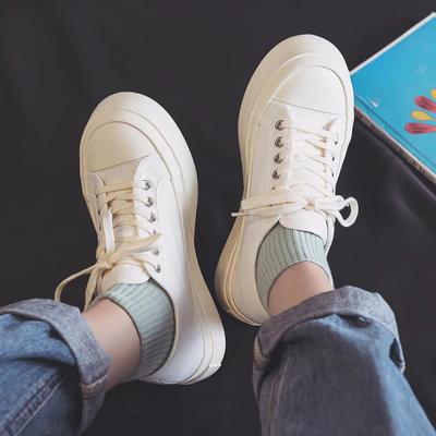 Canvas Shoes Women's White Shoes Spring New Fashionable Students All-Match Harajuku Style Big Head Shoes Casual Sneakers