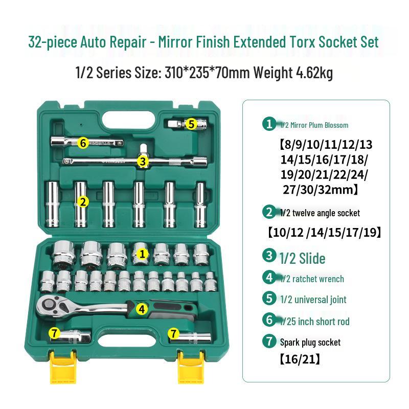 Multifunctional Ratchet Wrench Socket Set for Auto Repair & Maintenance