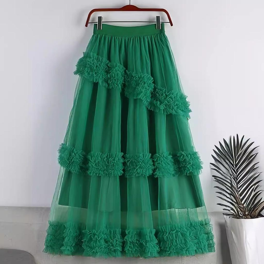 Dam Lång Tårtnätkjol med Stor A-linjekjol och Halvkroppskjol