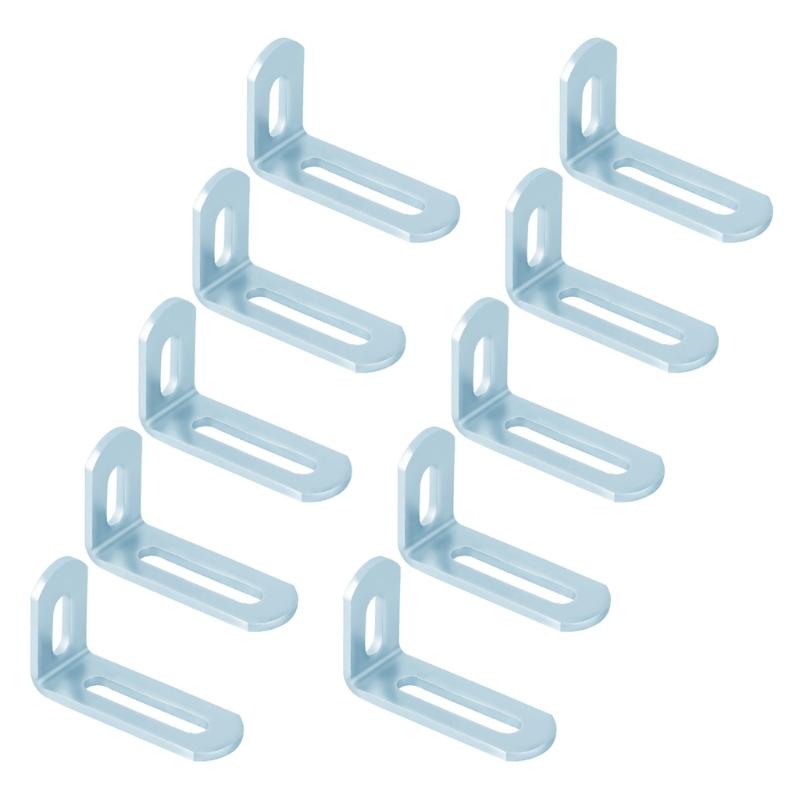 10Pcs Iron L Shaped Corner Brackets Fixer Double Slot Fixing Brackets For Wall Shelving Bookcases Easy Installation