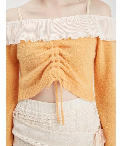 Furfur Frill Pullover RWNT251026 ORG Off-the-Shoulder Women's