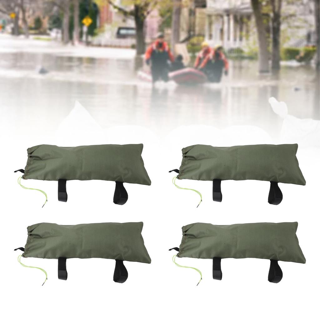 4pcs Flood Water Barrier Sand Bags Thickened Flood Prevention Sandbags for Flood Control 600D Oxford Cloth Green