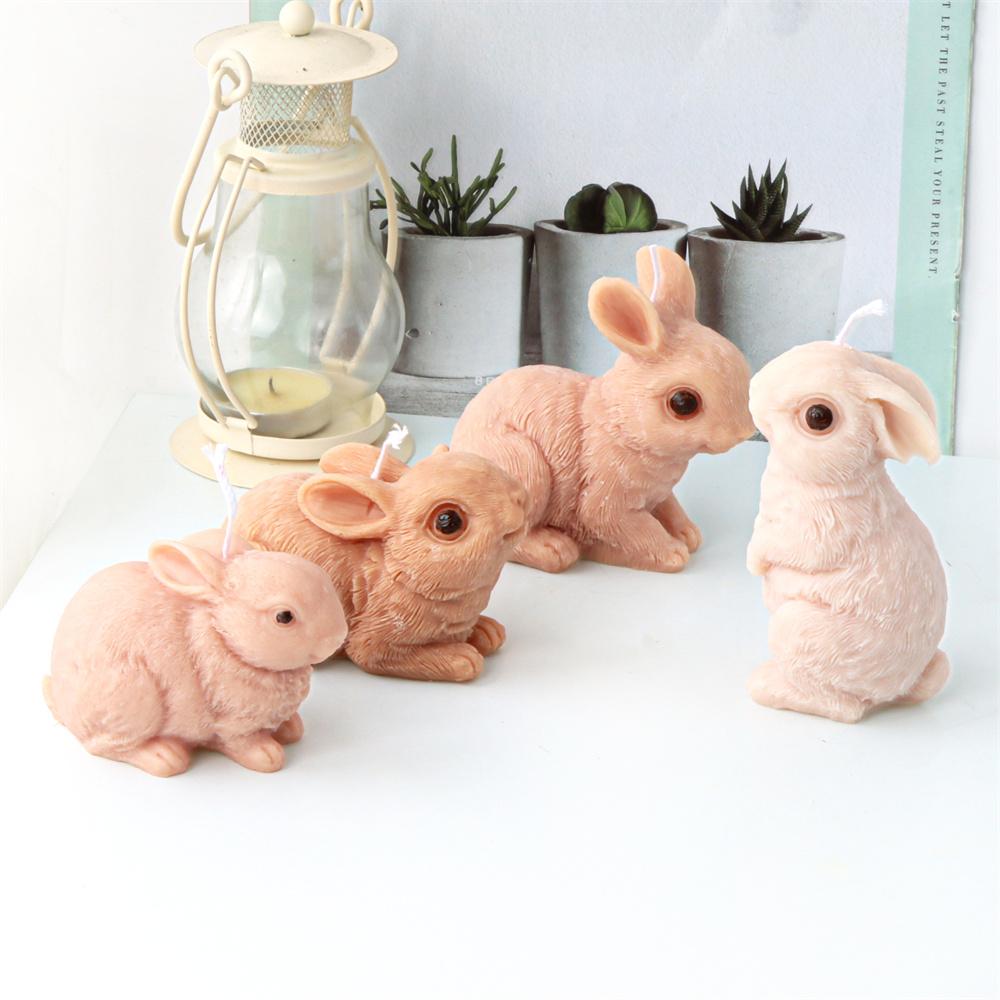 New Easter Rabbit Silicone Candle Mold DIY Bunny Gypsum Soap Mold Animal Resin Making Crafts Casting Molds Party Gift