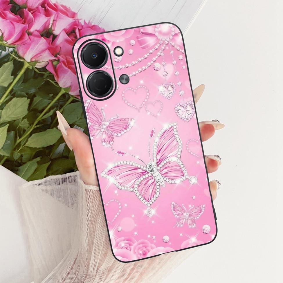 For Tecno Spark Go 3 Case Cover Fashion Butterfly Luxury Cute Painted Black Silicone Bumper For Tecno Spark Go3 KN3 Phone Casing
