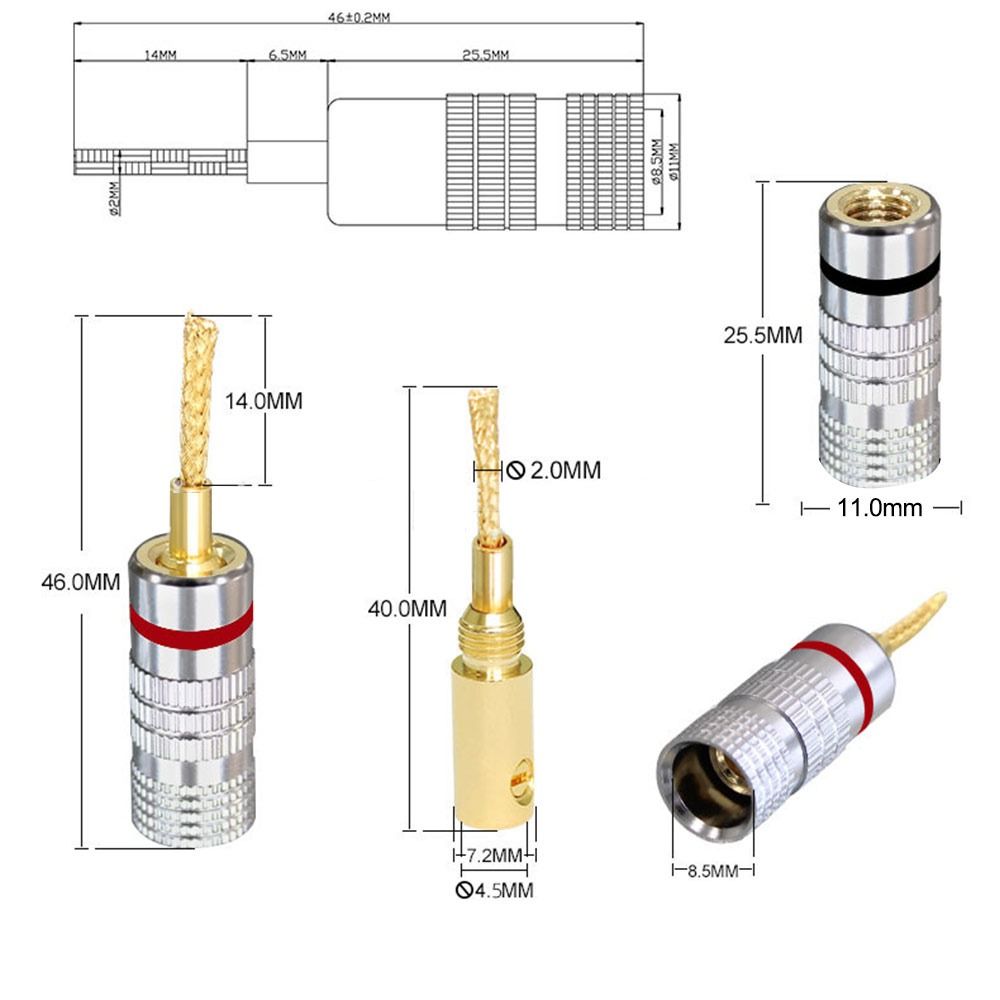 24K Musical Sound Banana Plug Gold Plated for Speaker Wire Nakamichi Banana Plug Pin Screw Type Banana Connectors Plugs Jack
