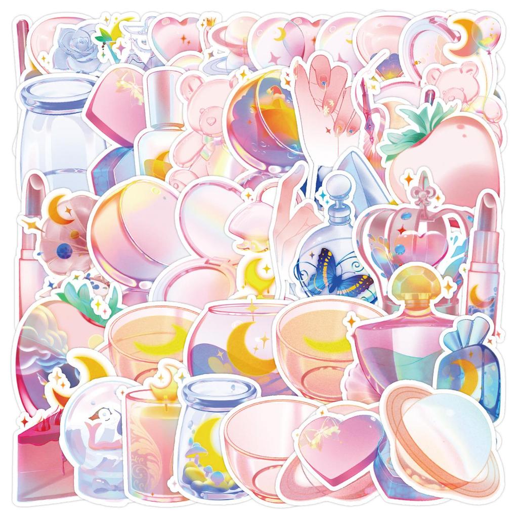 50 Dreamy Transparent Texture Graffiti Stickers - Waterproof Decorative Stickers for Notebooks & Water Cups, Creative Kids Stickers